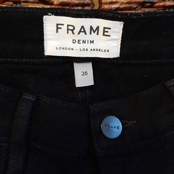 Frame Denim Le Garcon Rip Noir Black Ripped Distressed Mid Rise Jeans Size 26 - Picture 4 of 9